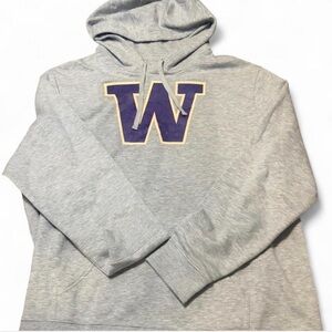 Fanatics Gray Crewneck Sweatshirt with Purple and Gold Washington Huskies Logo